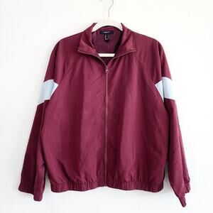 Forever 21 Crimson Maroon Lightweight Windbreaker Jacket Zip Up Size Large
